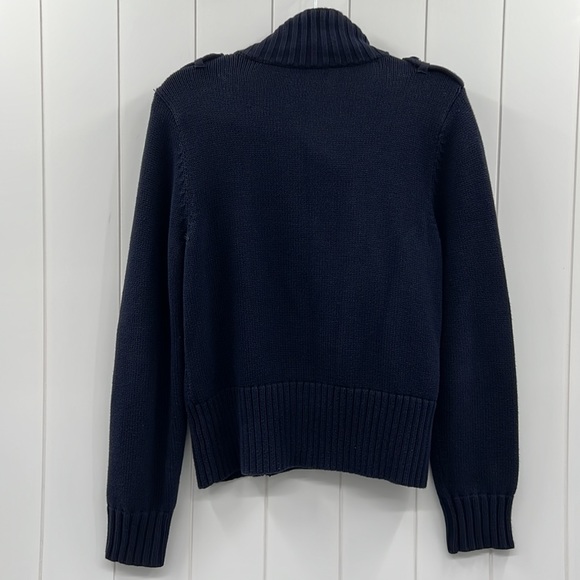 Lauren Ralph Lauren Cardigan Faux Double Breasted Button Sweater Navy Blue Large - Picture 9 of 9